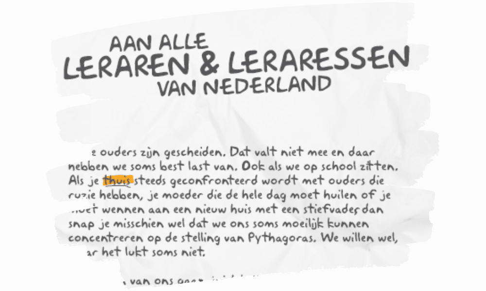 Brief aan alle leraren